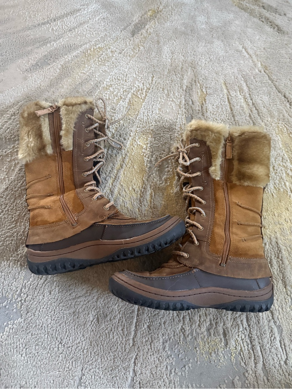 Merrell Decora Prelude waterproof winter boots brown leather fur lace up 8